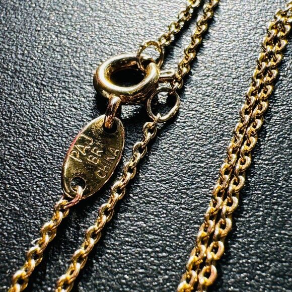 Evil Eye Link Pendant Blue & Clear Rhinestones over Gold Plated Necklace 16-19" - Picture 7 of 10